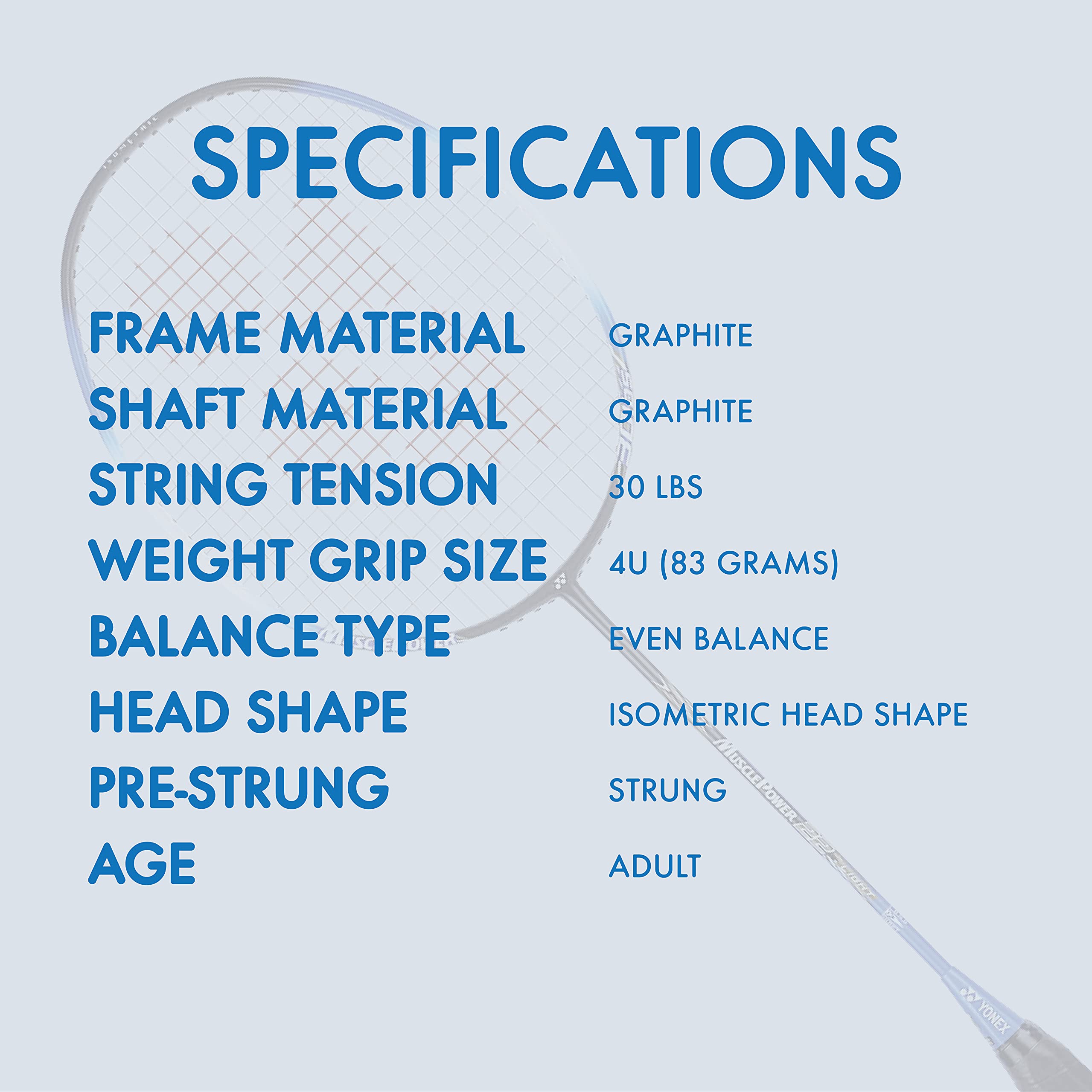 Amazon.com: YONEX Muscle Power 22LT Carbon Graphite Strung